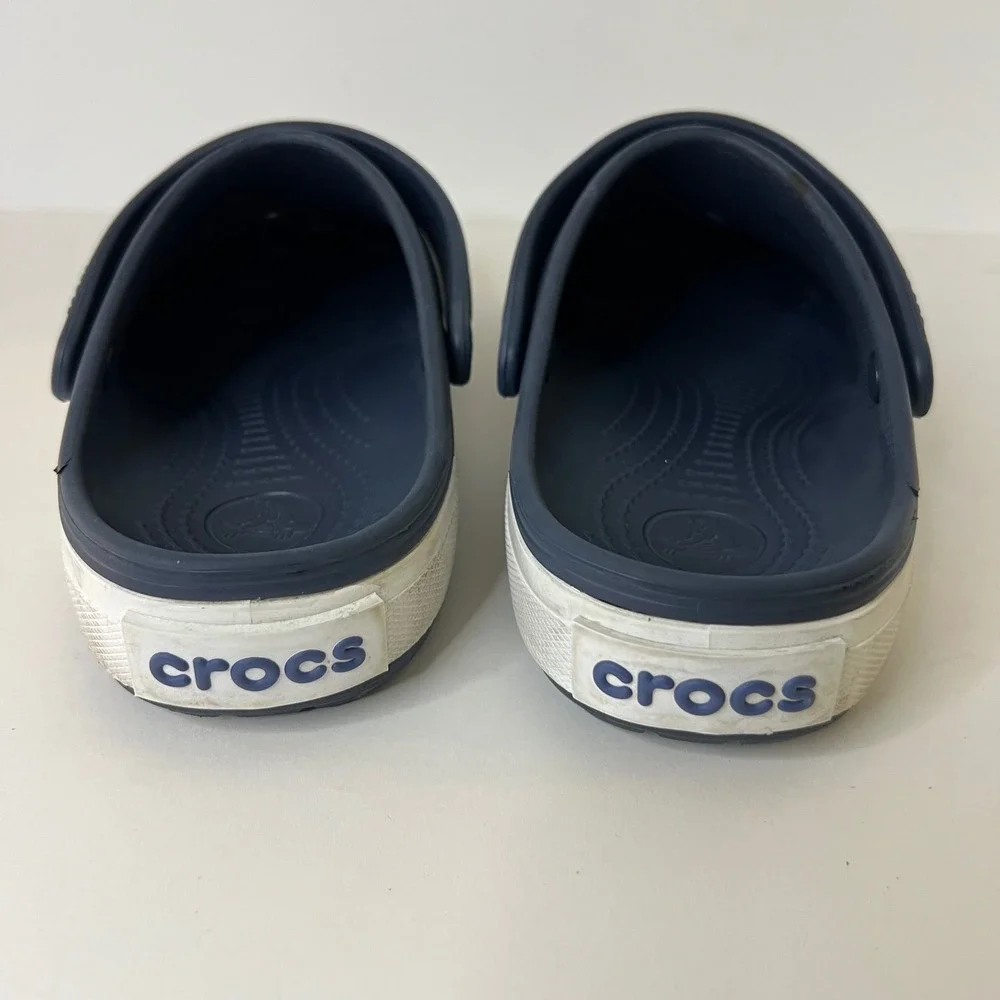 Crocs Crocband Navy Blue White Mens 7 Womens 9 Sporty‎ Clog Sandals 11016